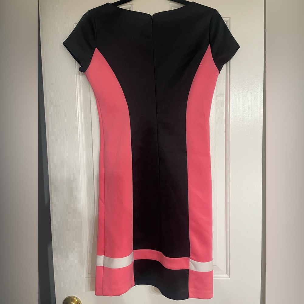 New York & Company Stretch Pink & Black Dress Size XS